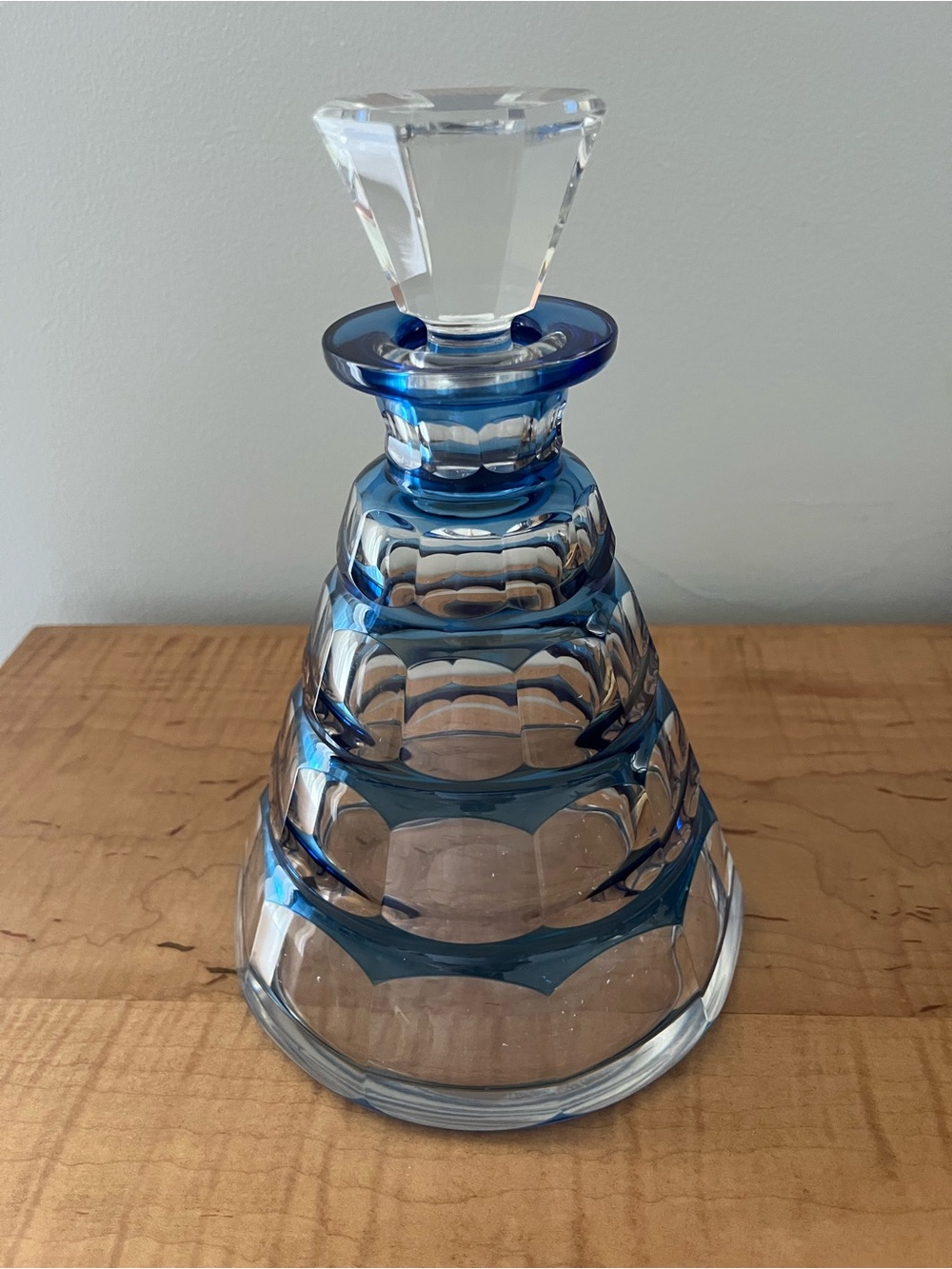 Vintage Art Deco Blue Cut To Clear Val St Lambert Decanter